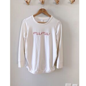 Maternity Ingrid & Isabel Mama Pullover Sweatshirt beige cream red stitching top
